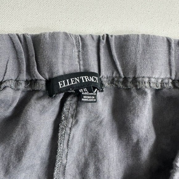 Ellen Tracy Linen Pants Elastic Drawstring Waist Women’s XL Gray Joggers - Picture 8 of 9
